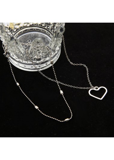Silvery White jewelry,Silvery White Heart Detail Anklet Set