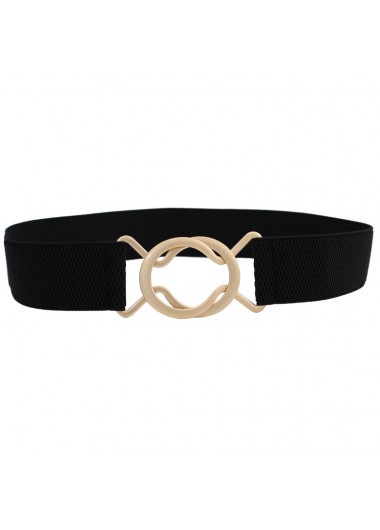 Black accessories,Black Elastic Design Metal Detail Belt