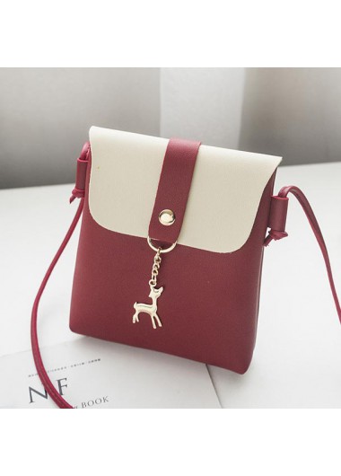 Wine Red accessories,Contrast Color accessories,Contrast Color Wine Red Magnetic Shoulder Bag