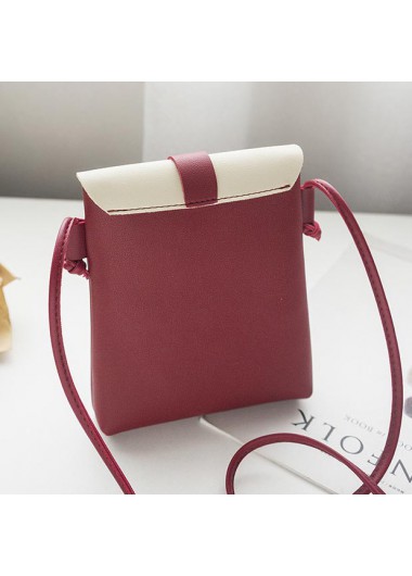 Wine Red accessories,Contrast Color accessories,Contrast Color Wine Red Magnetic Shoulder Bag