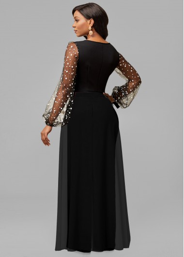 Black jumpsuits & rompers,Dot jumpsuits & rompers,ROTITA Hot Stamping Polka Dot Black Ankle Length Jumpsuit