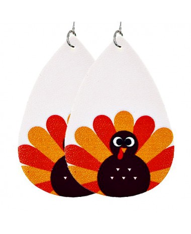 White jewelry,1 Pair Teardrop White Faux Leather Earrings