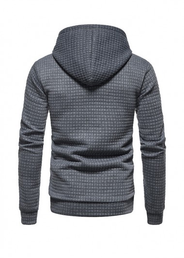 Dark Grey men clothing,Plain Color men clothing,Pocket Dark Grey Long Sleeve Hoodie
