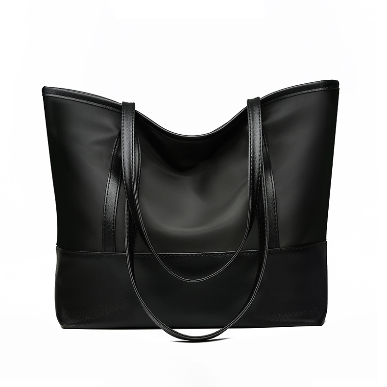 Oxford Zipper Detail Black Tote Bag