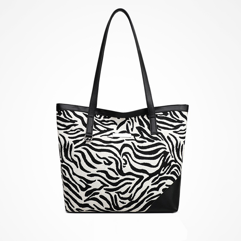 Black Oxford Zebra Print Tote Bag