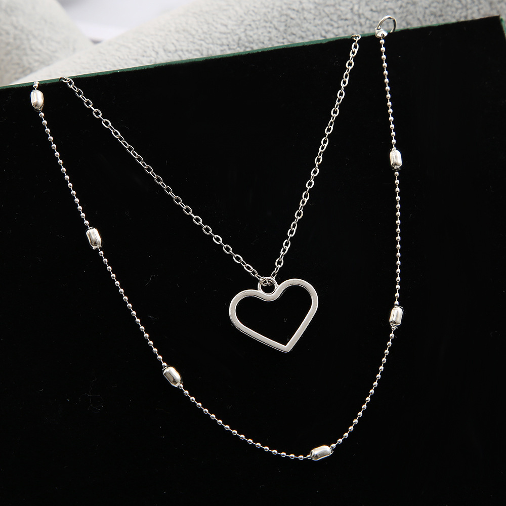 Silvery White jewelry,Silvery White Heart Detail Anklet Set