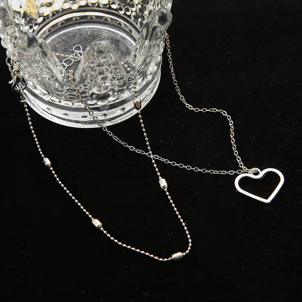 Silvery White jewelry,Silvery White Heart Detail Anklet Set