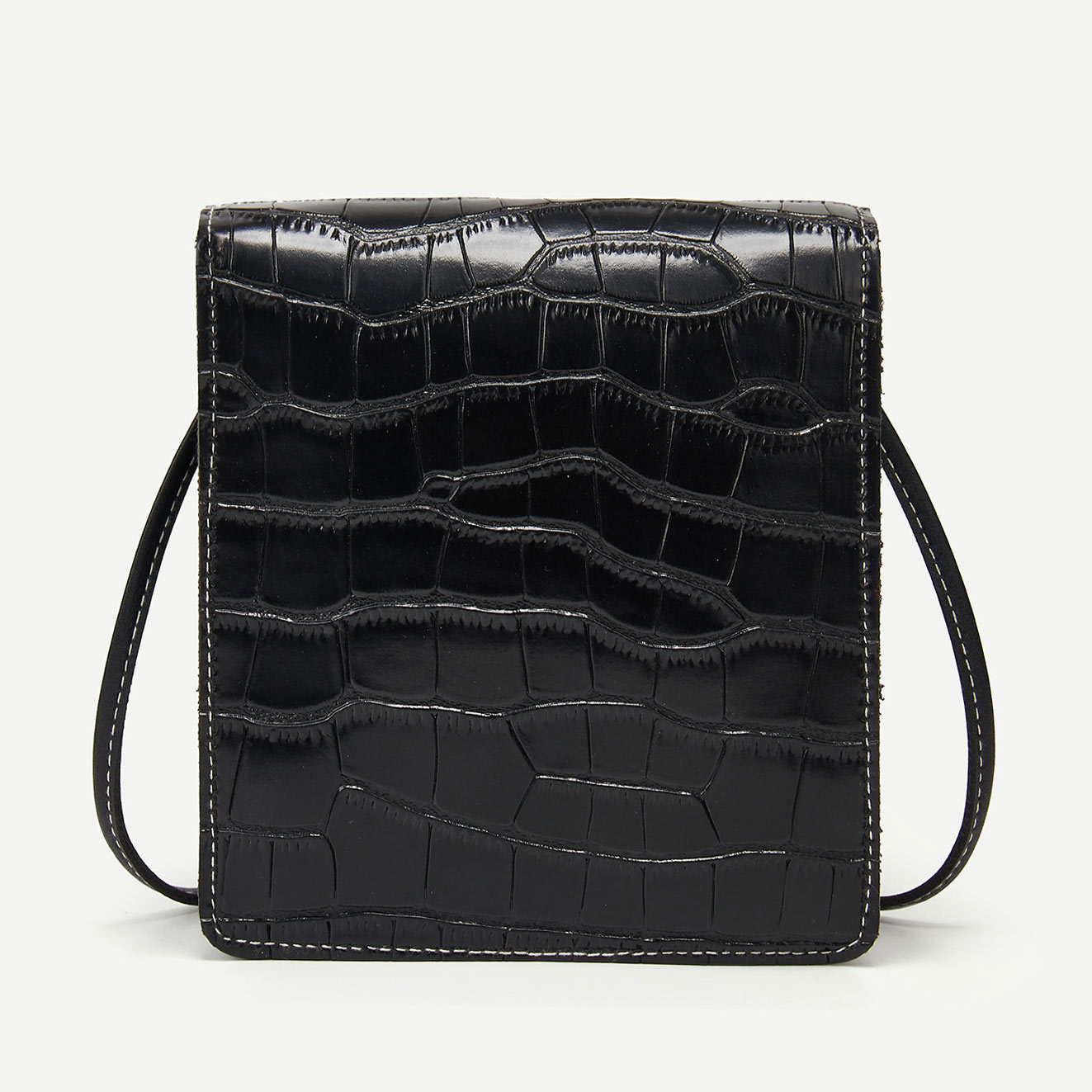 Black accessories,Plain Color accessories,PU Black Contrast Stitch Change Purse