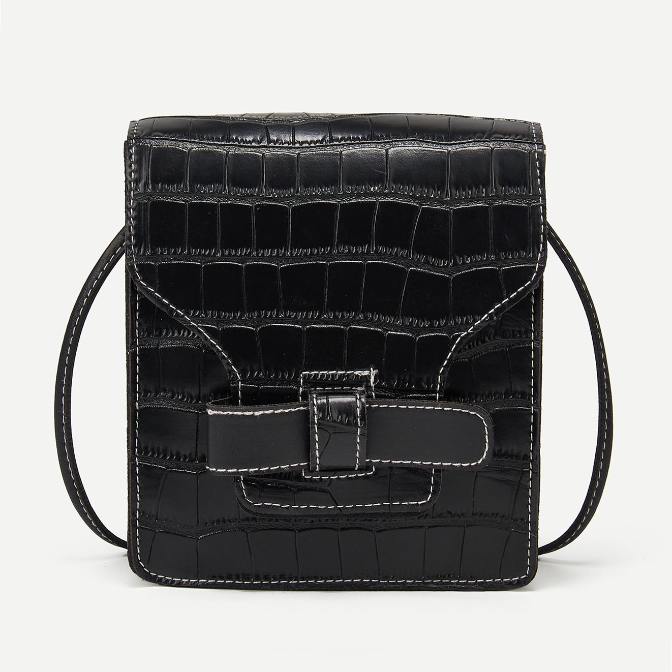 Black accessories,Plain Color accessories,PU Black Contrast Stitch Change Purse