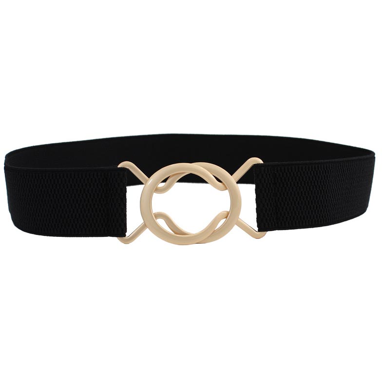 Black accessories,Black Elastic Design Metal Detail Belt