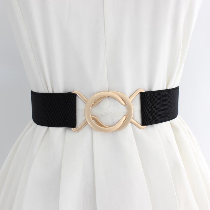 Black accessories,Black Elastic Design Metal Detail Belt
