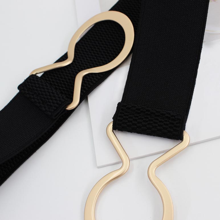 Black accessories,Black Elastic Design Metal Detail Belt