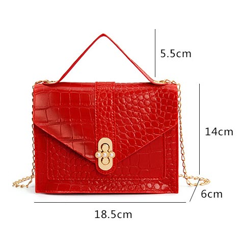 Red accessories,Plain Color accessories,Red Chains Design Turnlock Shoulder Bag