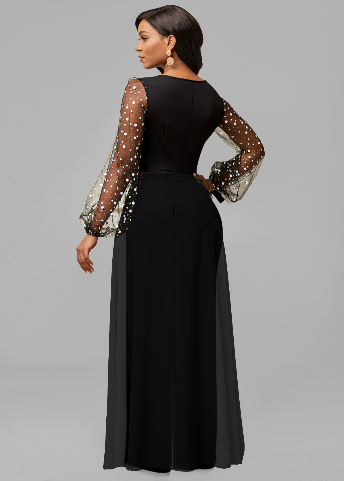 Black jumpsuits&rompers,Dot jumpsuits&rompers,ROTITA Hot Stamping Polka Dot Black Ankle Length Skinny Jumpsuit