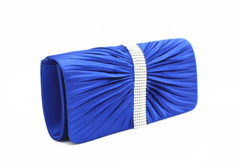 Sapphire Blue Rhinestone PU Magnetic Hand Bag