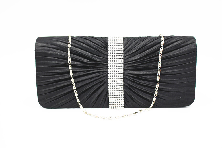 Black accessories,Plain Color accessories,Black Rhinestone Magnetic PU Hand Bag