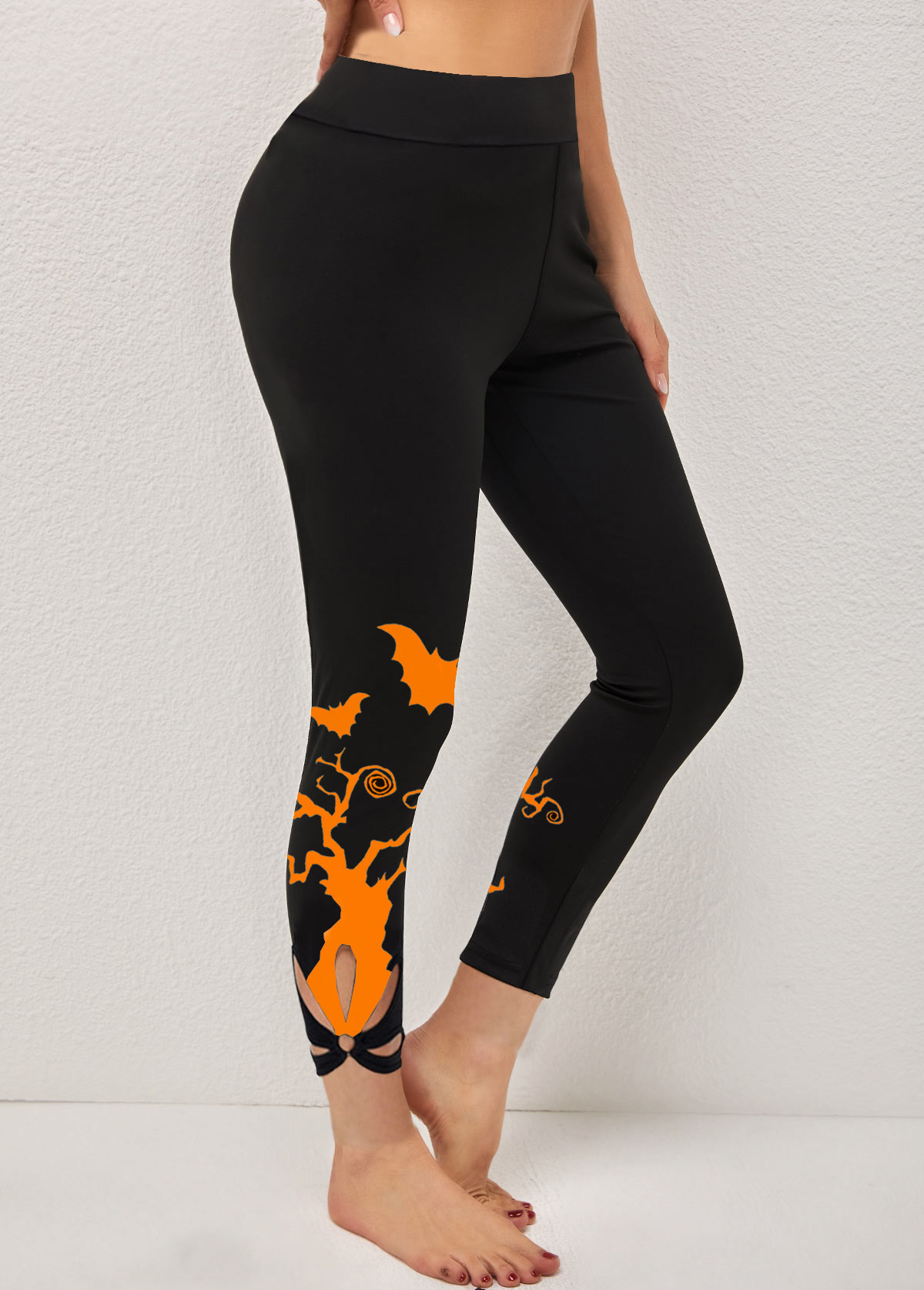 Orange bottoms,Halloween bottoms,ROTITA Halloween Print High Orange Waisted Legging
