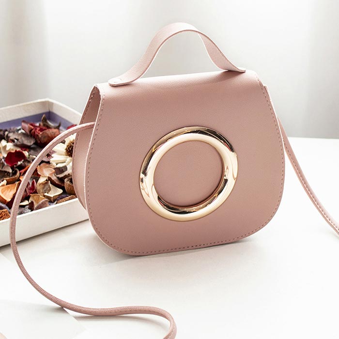 Dusty Pink PU Magnetic Shoulder Bag