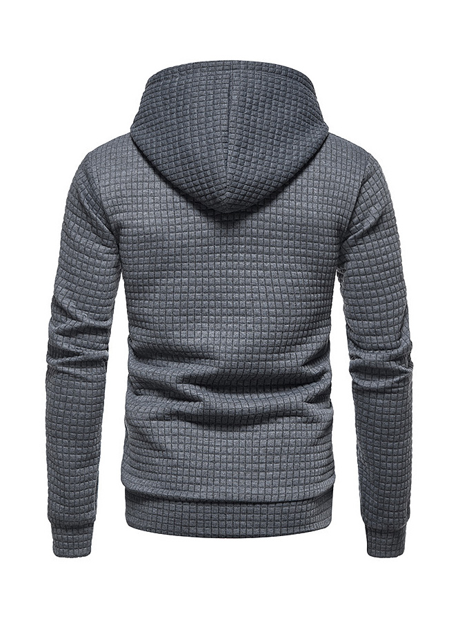 Dark Grey men clothing,Plain Color men clothing,Pocket Dark Grey Long Sleeve Hoodie