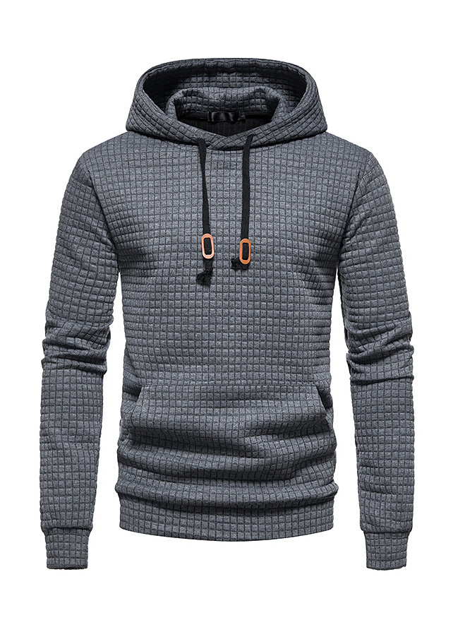 Dark Grey men clothing,Plain Color men clothing,Pocket Dark Grey Long Sleeve Hoodie