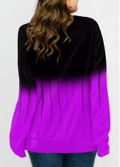 Purple plus size,Ombre plus size,ROTITA Plus Size Lace Up Ombre Long Sleeve Sweatshirt