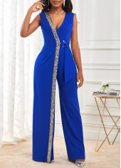 Royal Blue jumpsuits & rompers,Plain Color jumpsuits & rompers,ROTITA Sequin Sapphire Blue Straight Leg Jumpsuit