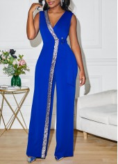 Royal Blue jumpsuits & rompers,Plain Color jumpsuits & rompers,ROTITA Sequin Sapphire Blue Straight Leg Jumpsuit