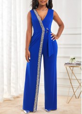 ROTITA Sequin Sapphire Blue Straight Leg Jumpsuit