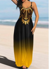 ROTITA Ombre Yellow Spaghetti Strap Maxi Dress