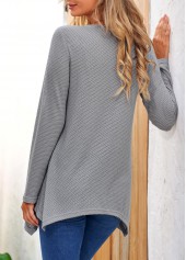 Grey plus size,Plain Color plus size,ROTITA Plus Size Grey Cowl Neck Long Sleeve Sweatshirt