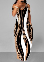 ROTITA Pocket Sleeveless Multi Color Leopard Maxi Dress