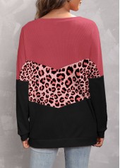 Dusty Pink tops,Leopard tops,ROTITA Leopard Dusty Pink Round Neck Sweatshirt