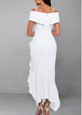 White dresses,Plain Color dresses,ROTITA White Strappy Cold Shoulder Short Sleeve Dress