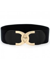 Black accessories,Black Wide Elastic Design Faux Leather Belt
