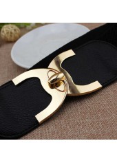 Black accessories,Black Wide Elastic Design Faux Leather Belt