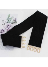 Black accessories,Black Wide Elastic Design Metal Detail Belt