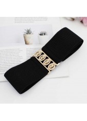 Black accessories,Black Wide Elastic Design Metal Detail Belt