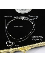 Silvery White jewelry,Silvery White Heart Detail Anklet Set