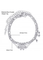 Silvery White jewelry,Silvery White Rhinestone Butterfly Anklet Set