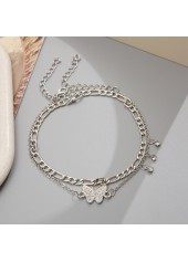 Silvery White jewelry,Silvery White Rhinestone Butterfly Anklet Set