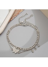 Silvery White jewelry,Silvery White Rhinestone Butterfly Anklet Set