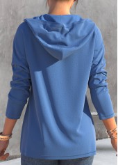 Dusty Blue tops,Plain Color tops,ROTITA Dusty Blue Drawstring Quarter Zip Long Sleeve Hoodie