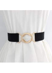 Black Elastic Design Metal Detail Belt
