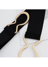 Black accessories,Black Elastic Design Metal Detail Belt