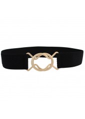 Black accessories,Black Elastic Design Metal Detail Belt