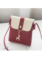 Contrast Color Wine Red Magnetic Shoulder Bag