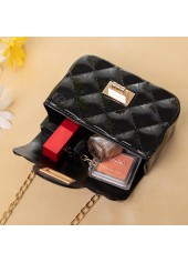 Black accessories,Plain Color accessories,Black Chains Detail Turnlock Shoulder Bag