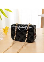 Black accessories,Plain Color accessories,Black Chains Detail Turnlock Shoulder Bag