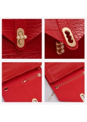 Red accessories,Plain Color accessories,Red Chains Design Turnlock Shoulder Bag