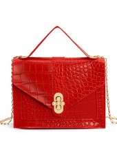 Red Chains Design Turnlock Shoulder Bag